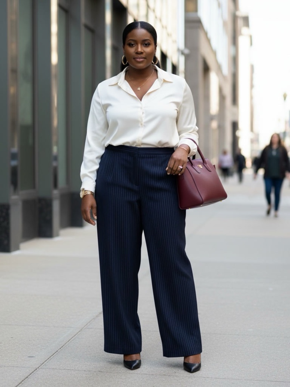 Larry Levine Classics Navy Pinstripe Dress Pants NWT Size 5X / 34W Trousers